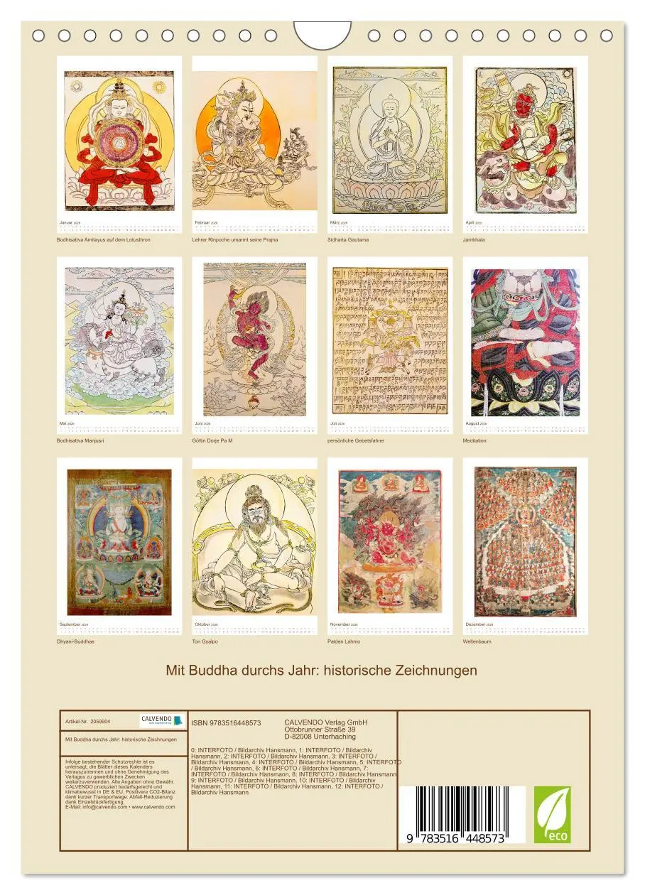 Bild: 9783516448573 | Mit Buddha durchs Jahr: historische Zeichnungen (Wandkalender 2026...
