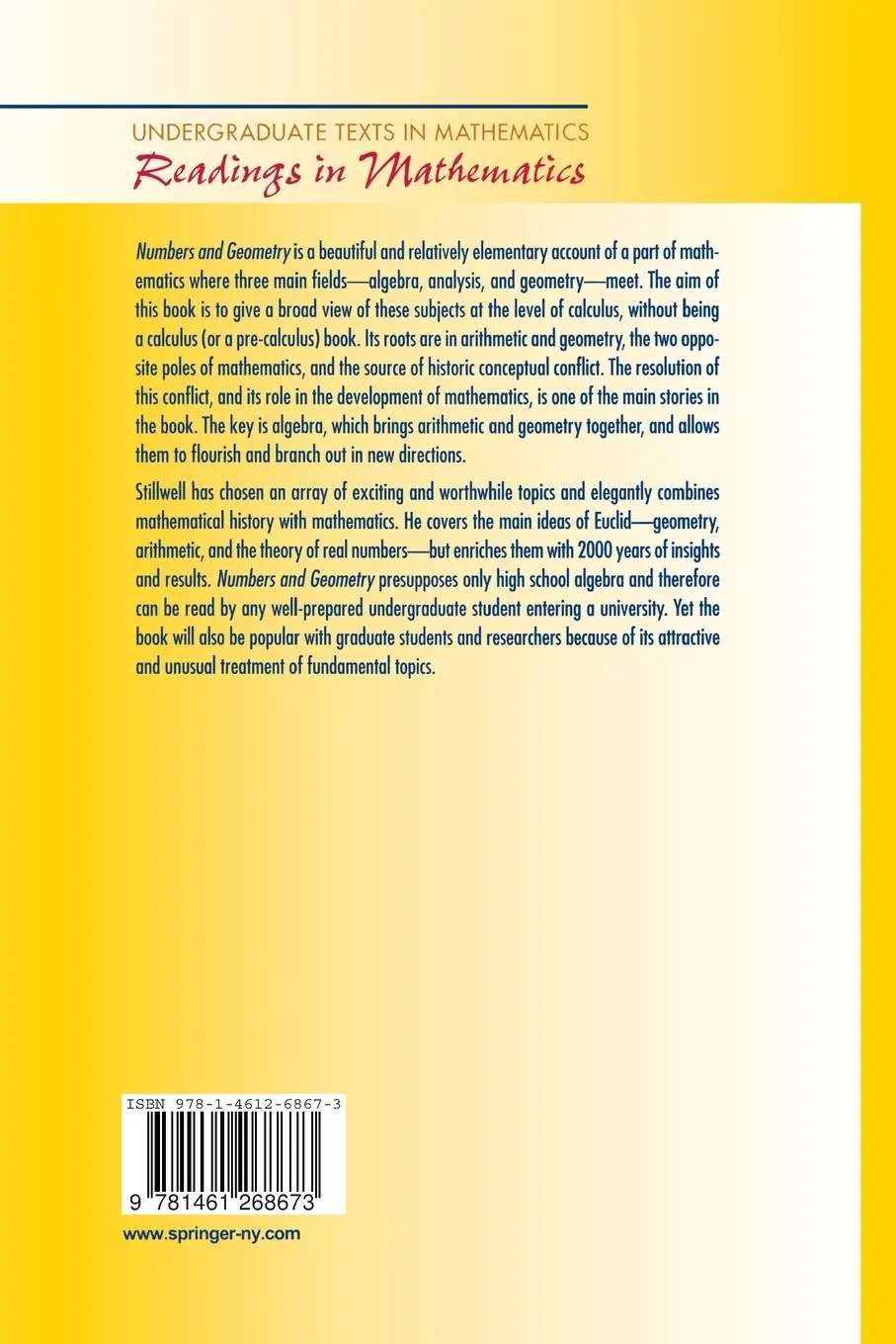 Rückseite: 9781461268673 | Numbers and Geometry | John Stillwell | Taschenbuch | xiv | Englisch