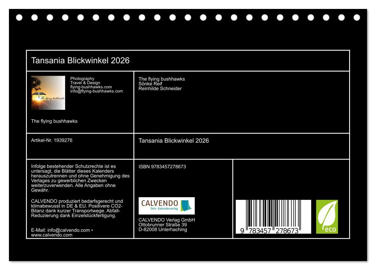 Bild: 9783457278673 | Tansania Blickwinkel 2026 (Tischkalender 2026 DIN A5 quer),...
