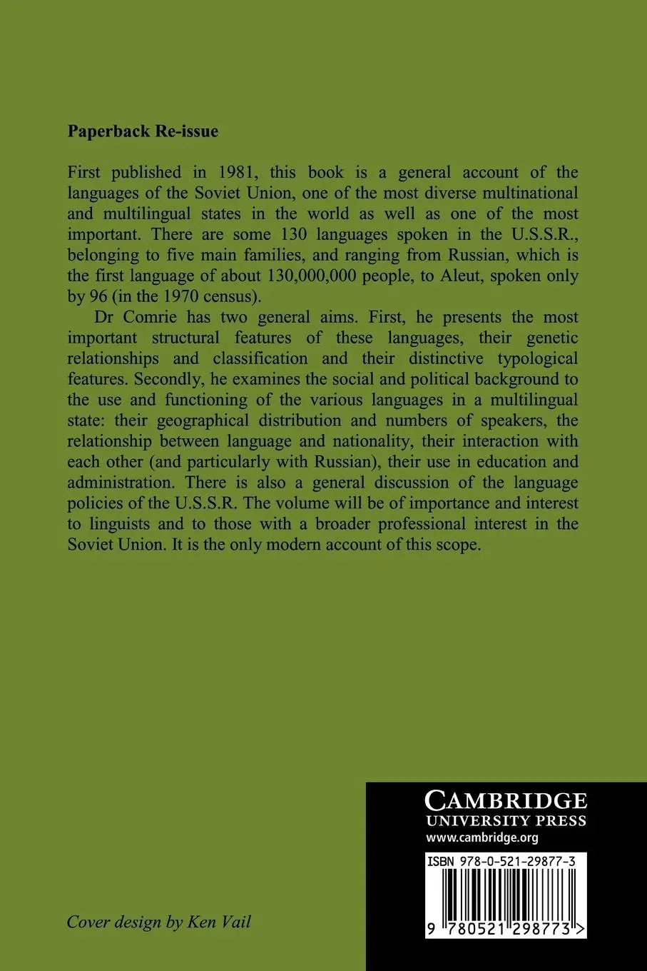 Rückseite: 9780521298773 | Languages of the Soviet Union | Bernard Comrie (u. a.) | Taschenbuch
