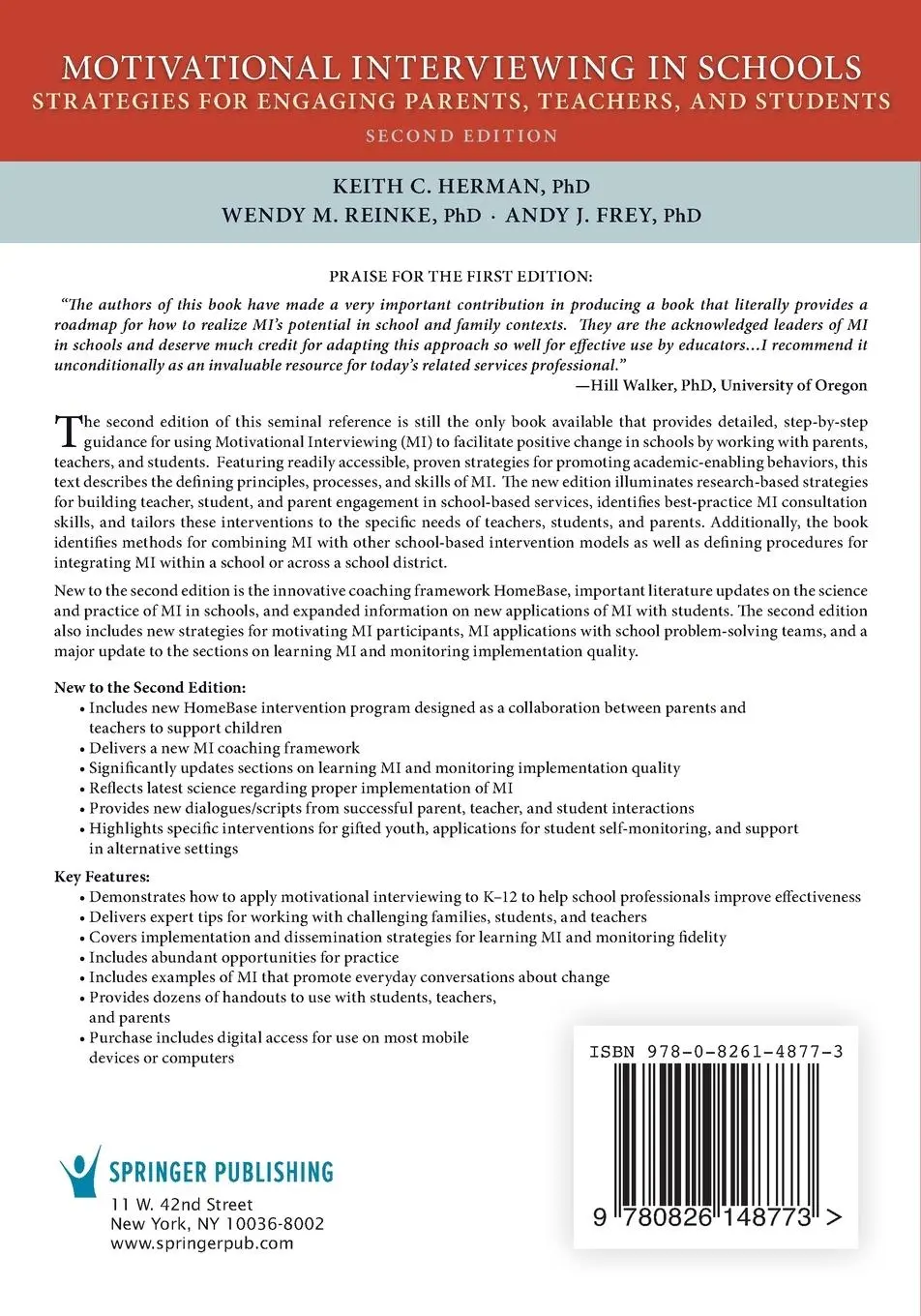 Rückseite: 9780826148773 | Motivational Interviewing in Schools | Keith C. Herman (u. a.) | Buch
