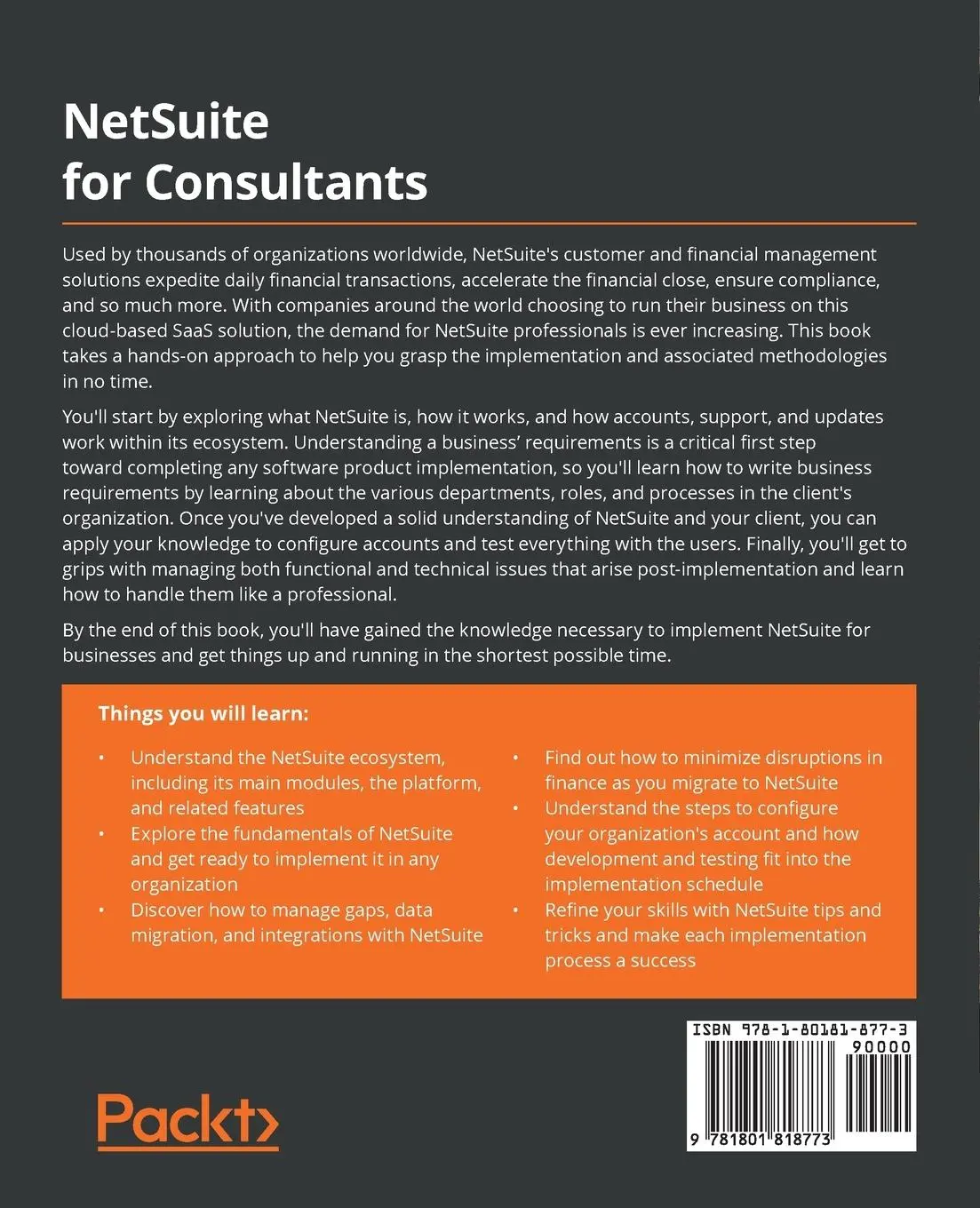 Rückseite: 9781801818773 | NetSuite for Consultants | Peter Ries | Taschenbuch | Englisch | 2022