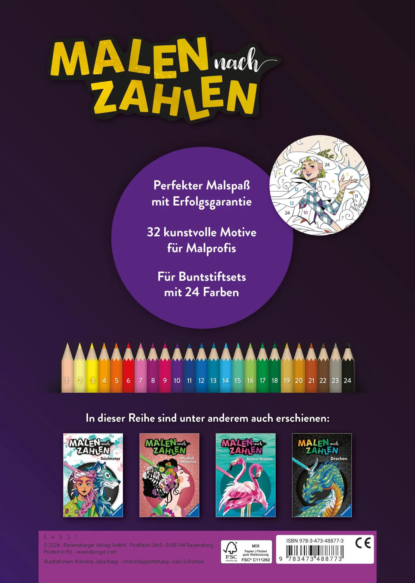 Rückseite: 9783473488773 | Malen nach Zahlen - Hexen-Power | Karoline Julia Nagy | Taschenbuch