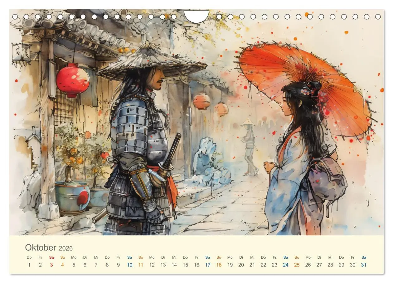 Bild: 9783457328873 | Samurai - whimsical inked style (Wandkalender 2026 DIN A4 quer),...