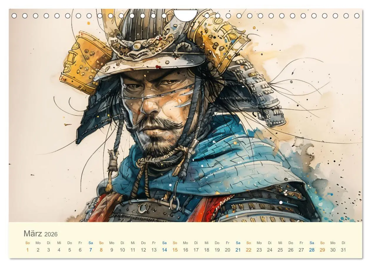 Bild: 9783457328873 | Samurai - whimsical inked style (Wandkalender 2026 DIN A4 quer),...