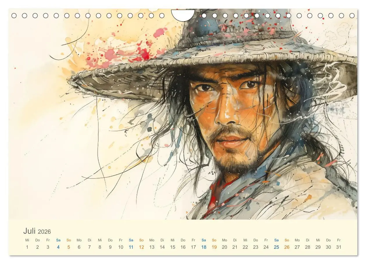 Bild: 9783457328873 | Samurai - whimsical inked style (Wandkalender 2026 DIN A4 quer),...