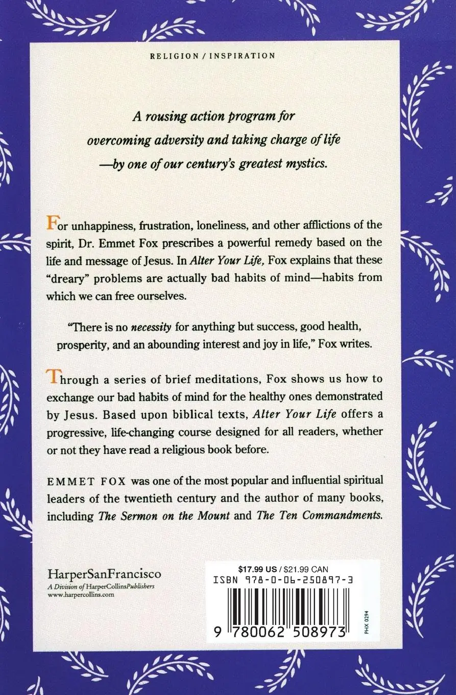 Rückseite: 9780062508973 | Alter Your Life | Emmet Fox | Taschenbuch | Englisch | 2014