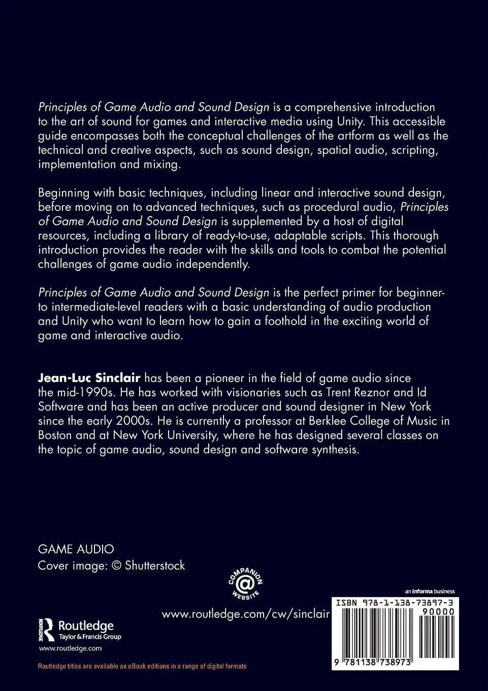 Rückseite: 9781138738973 | Principles of Game Audio and Sound Design | Jean-Luc Sinclair | Buch
