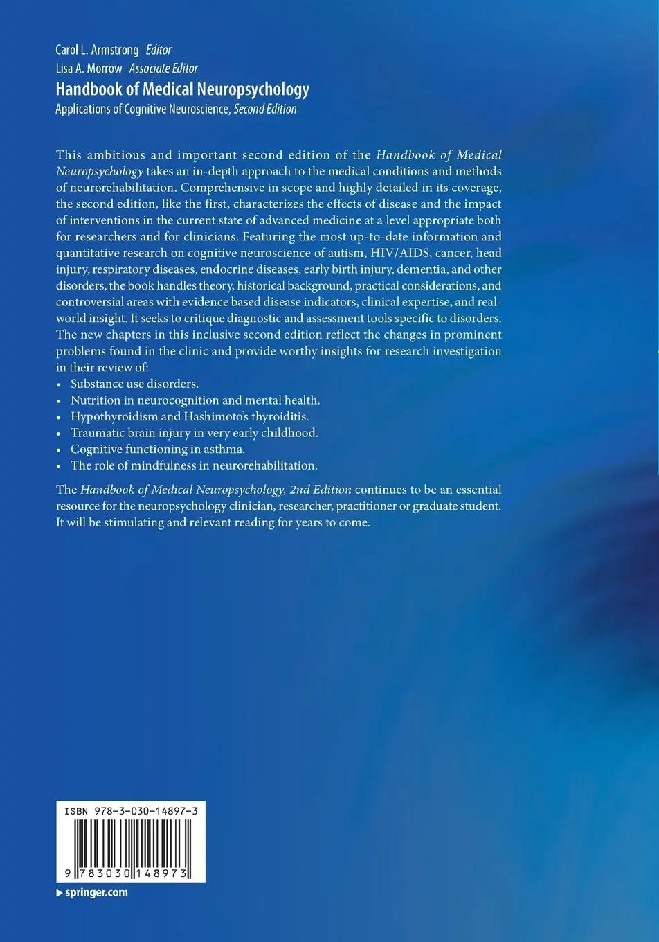 Rückseite: 9783030148973 | Handbook of Medical Neuropsychology | Carol L. Armstrong (u. a.)