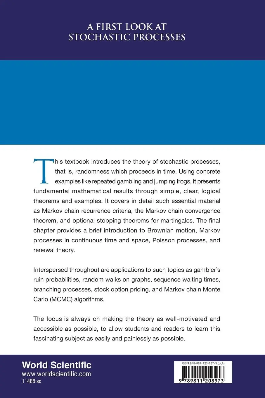 Rückseite: 9789811208973 | FIRST LOOK AT STOCHASTIC PROCESSES, A | Rosenthal Jeffrey S | Buch