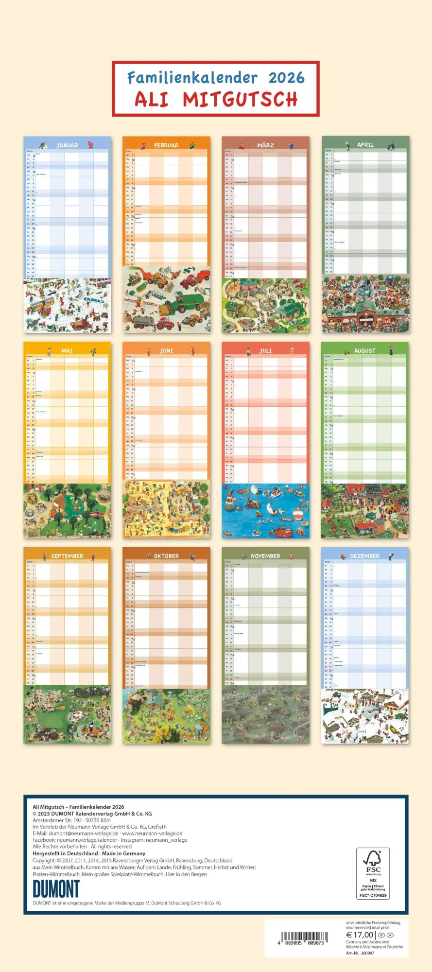 Bild: 4069095009073 | Ali Mitgutsch Familienkalender 2026- Wandkalender - Familienplaner...