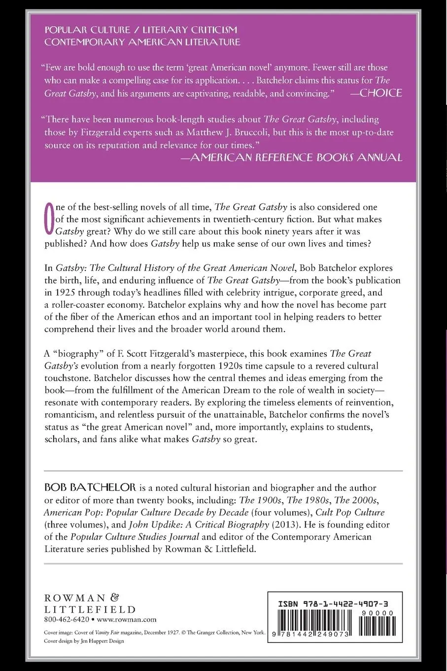 Rückseite: 9781442249073 | Gatsby | The Cultural History of the Great American Novel | Batchelor