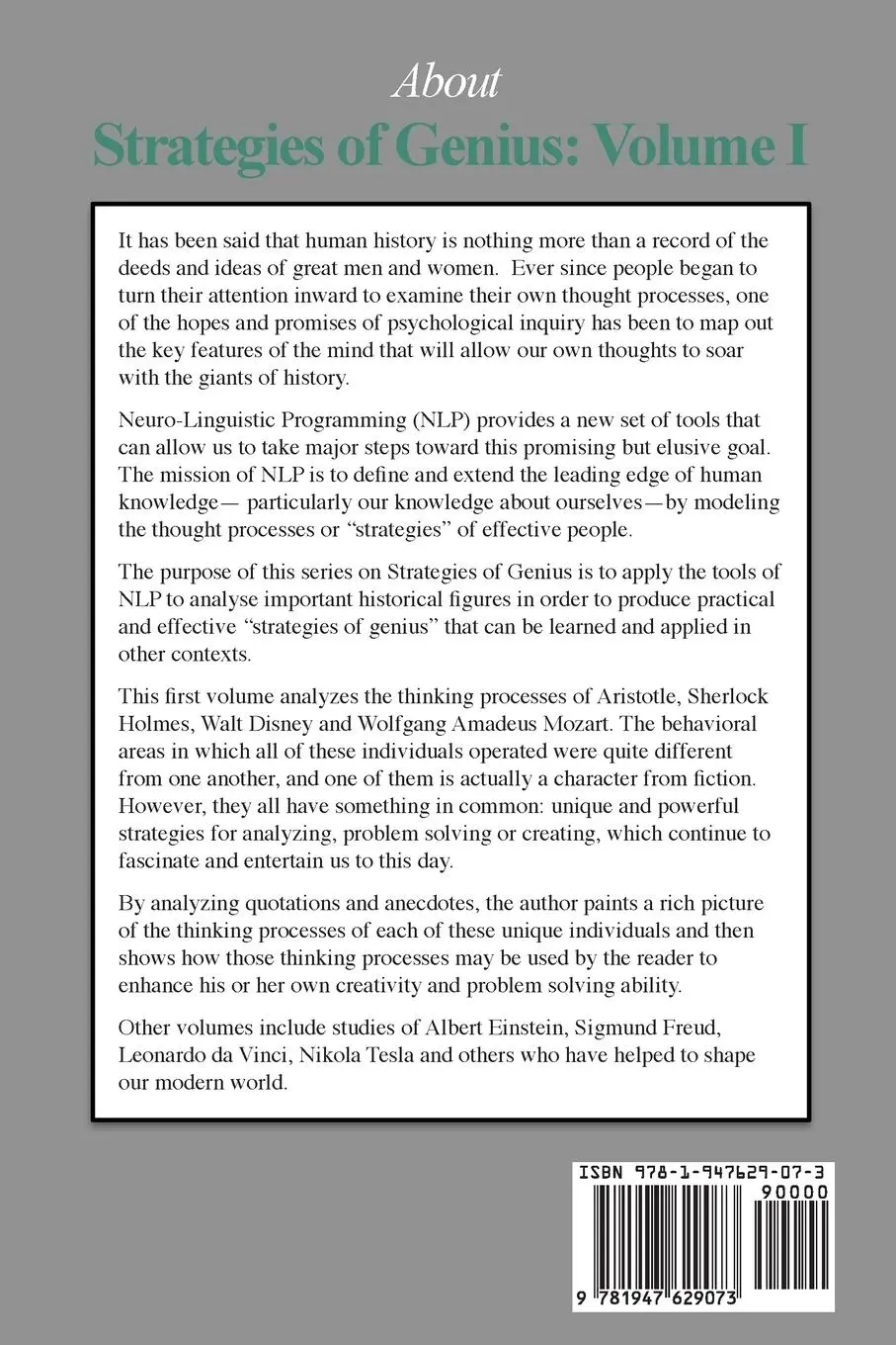 Rückseite: 9781947629073 | Strategies of Genius | Volume I | Robert Brian Dilts | Taschenbuch