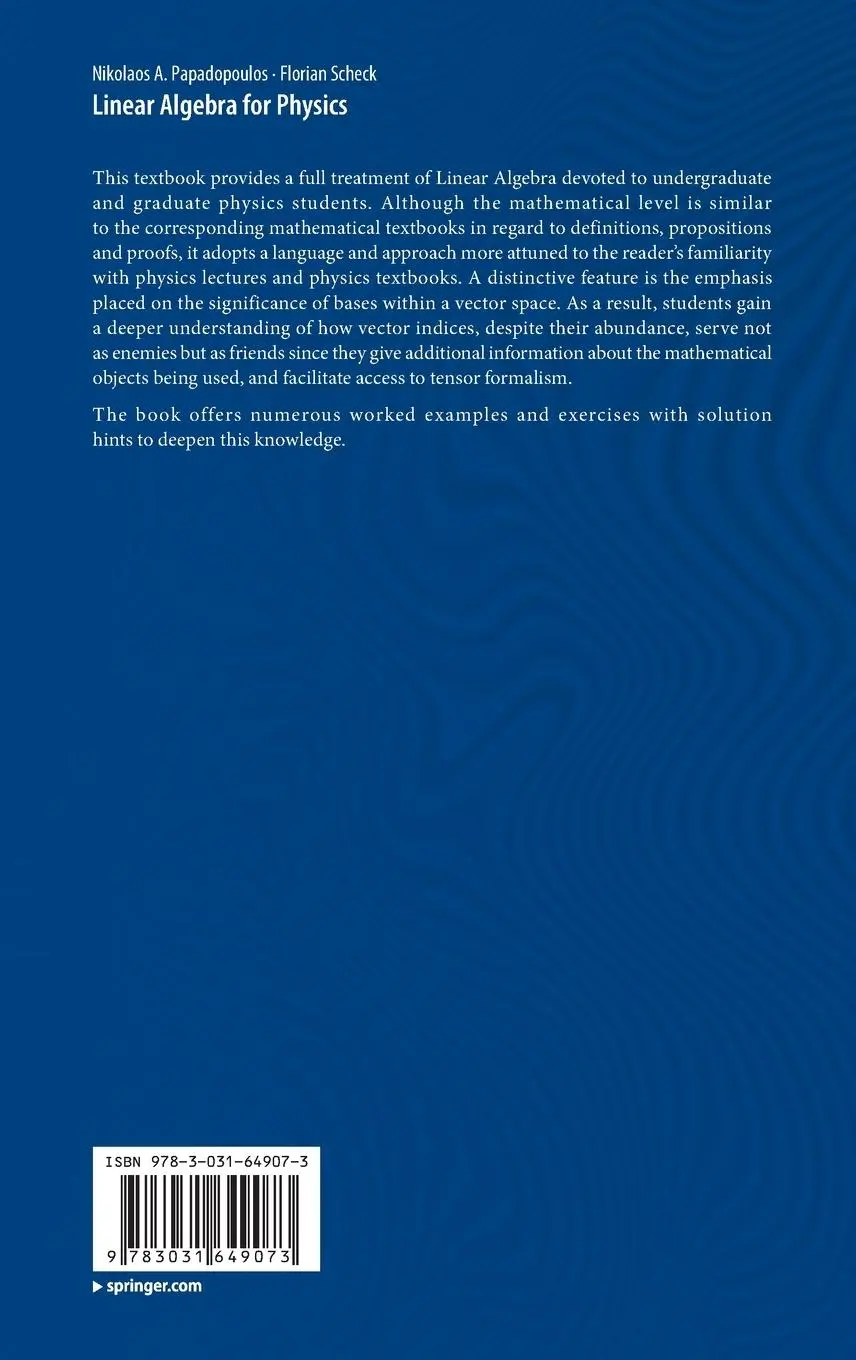 Rückseite: 9783031649073 | Linear Algebra for Physics | Florian Scheck (u. a.) | Buch | xviii