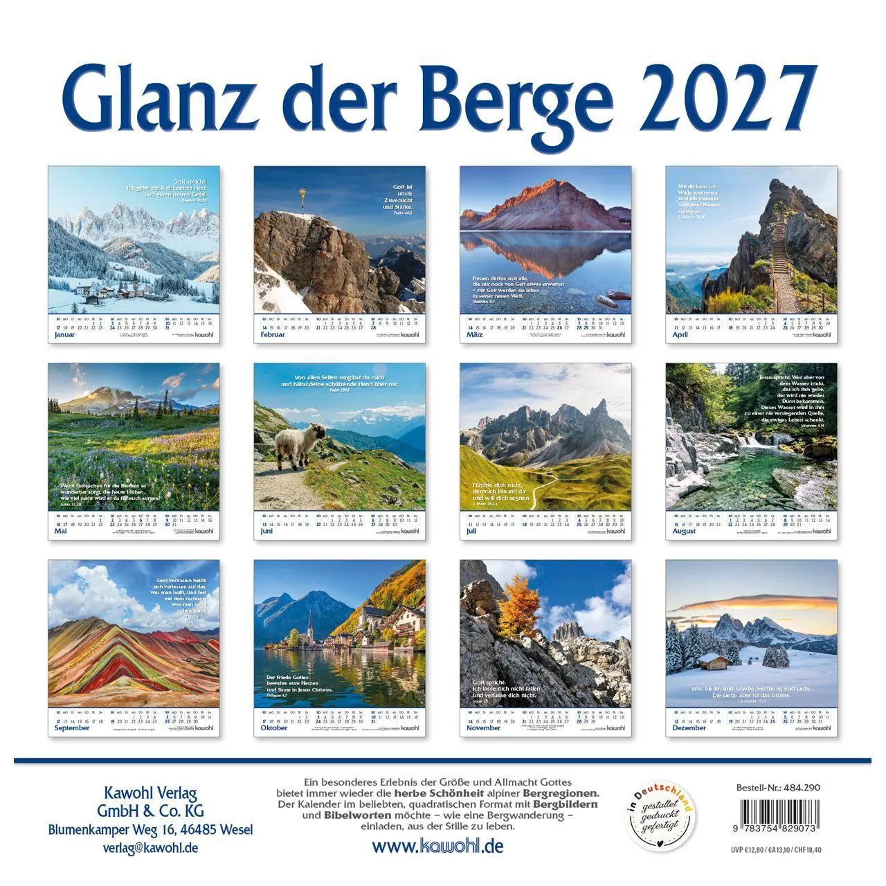 Bild: 9783754829073 | Glanz der Berge 2027 | Wandkalender mit Bergbildern und Bibelworten