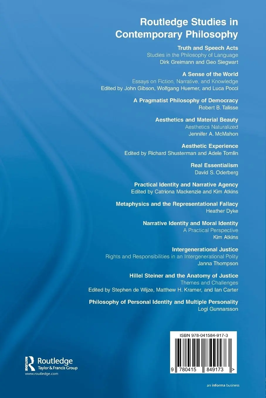 Rückseite: 9780415849173 | Philosophy of Personal Identity and Multiple Personality | Gunnarsson