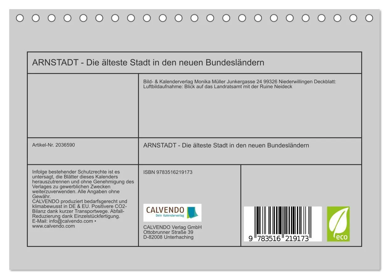 Bild: 9783516219173 | ARNSTADT - Die älteste Stadt in den neuen Bundesländern...