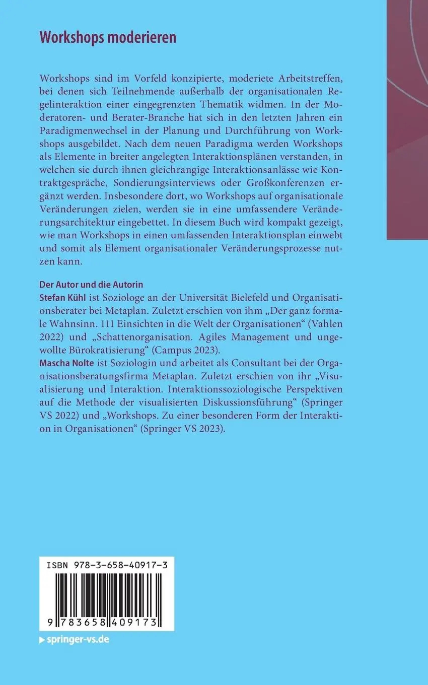 Rückseite: 9783658409173 | Workshops moderieren | Eine sehr kurze Einführung | Nolte (u. a.) | IX