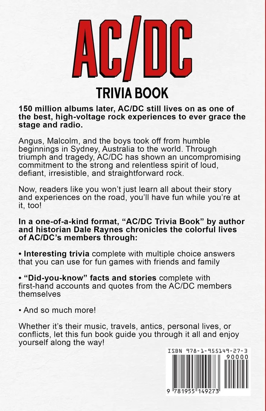 Rückseite: 9781955149273 | AC/DC Trivia Book | Dale Raynes | Taschenbuch | Englisch | 2021