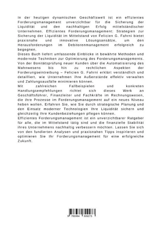 Rückseite: 9783384309273 | Effizientes Forderungsmanagement | Felicien G. Fahrni | Buch | 316 S.