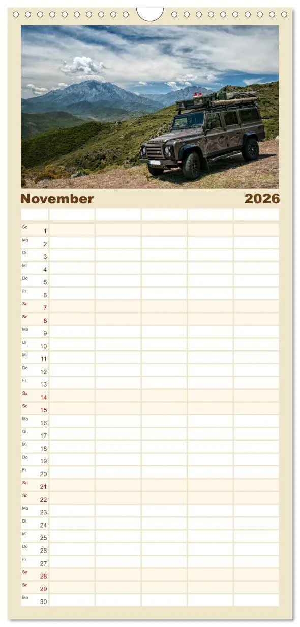 Bild: 9783516519273 | Familienplaner 2026 - Mit dem 4x4 durch Europa mit 5 Spalten...