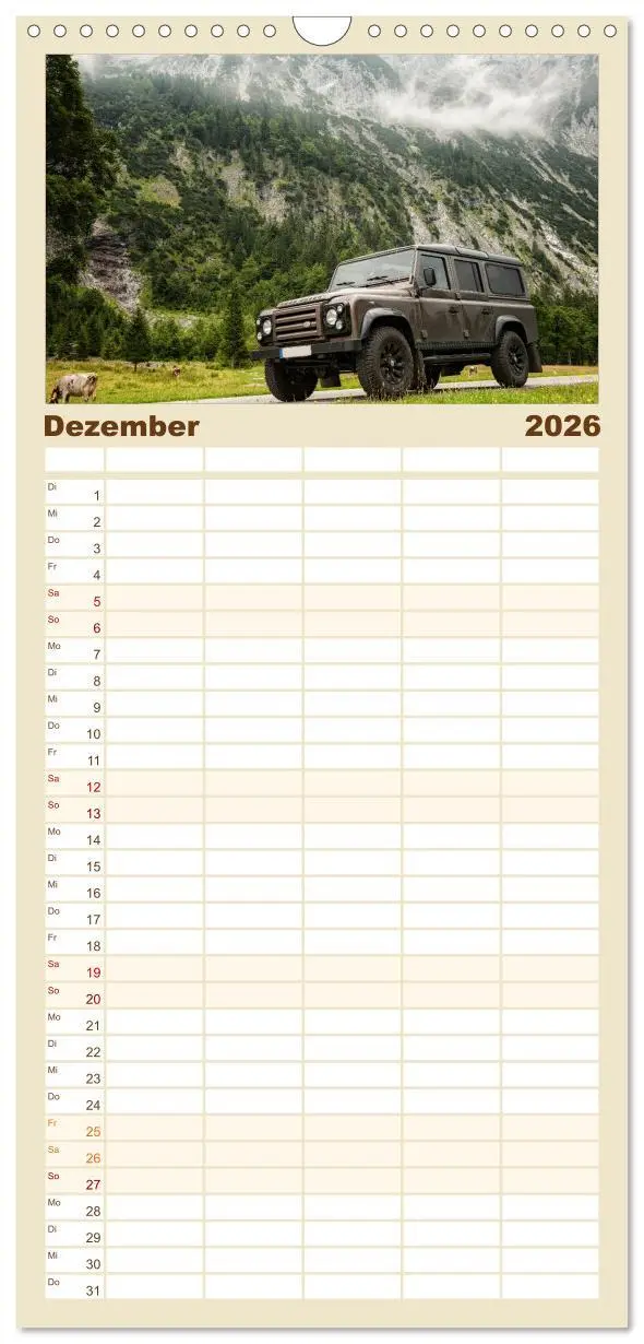 Bild: 9783516519273 | Familienplaner 2026 - Mit dem 4x4 durch Europa mit 5 Spalten...