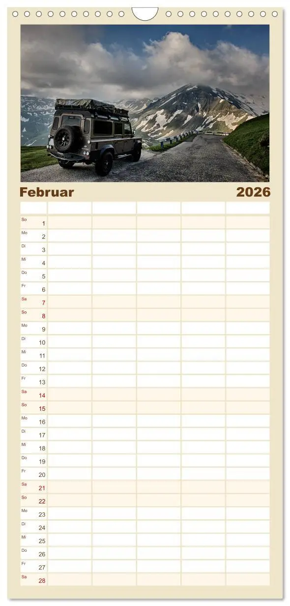 Bild: 9783516519273 | Familienplaner 2026 - Mit dem 4x4 durch Europa mit 5 Spalten...