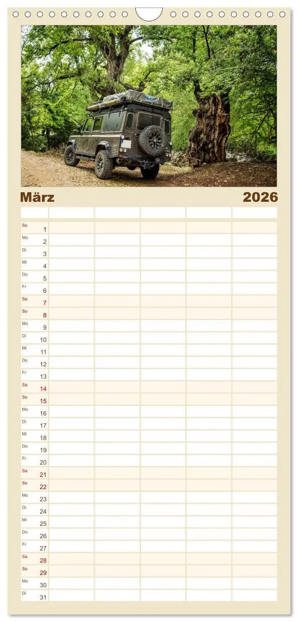 Bild: 9783516519273 | Familienplaner 2026 - Mit dem 4x4 durch Europa mit 5 Spalten...
