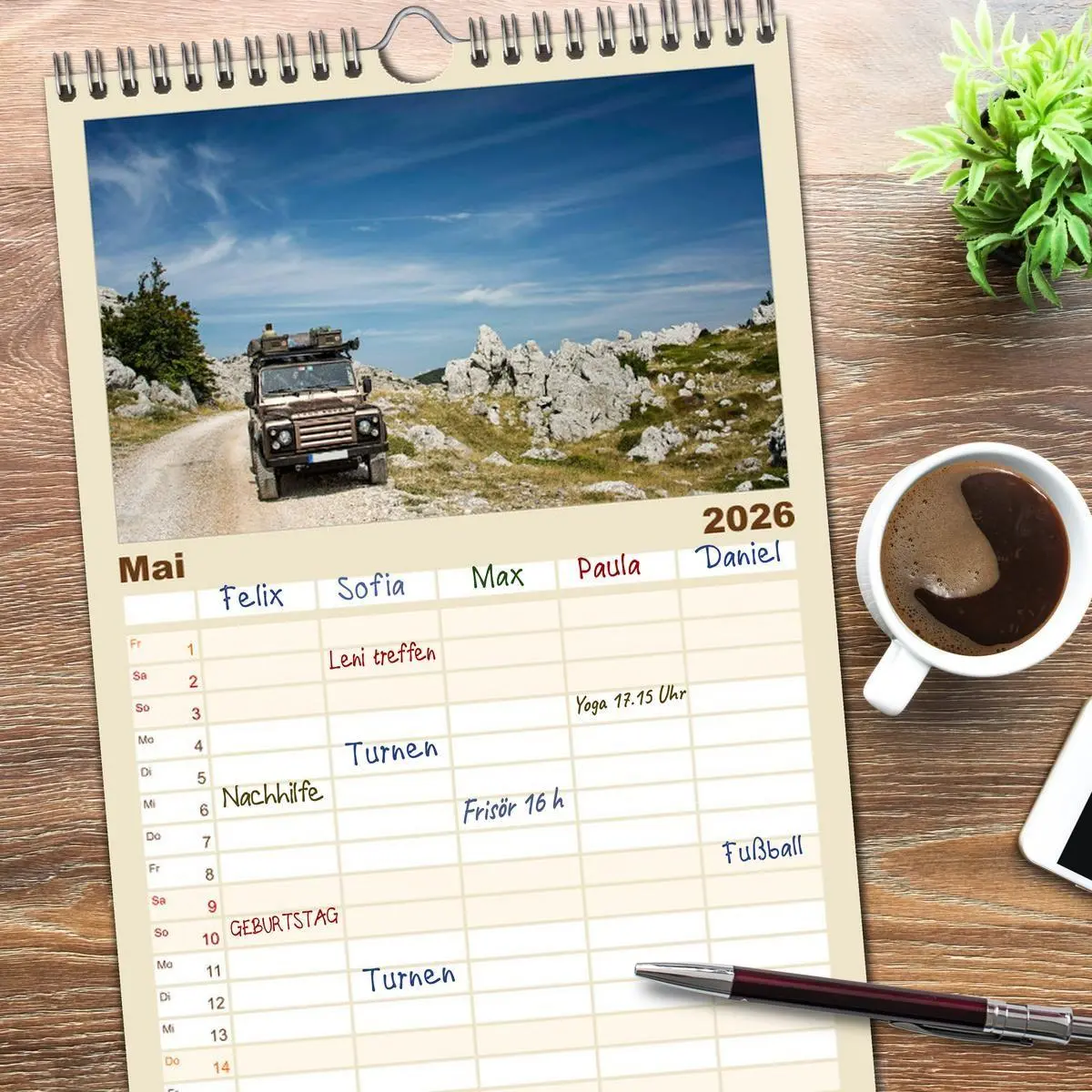 Bild: 9783516519273 | Familienplaner 2026 - Mit dem 4x4 durch Europa mit 5 Spalten...