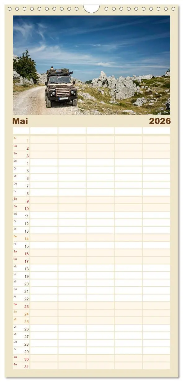 Bild: 9783516519273 | Familienplaner 2026 - Mit dem 4x4 durch Europa mit 5 Spalten...