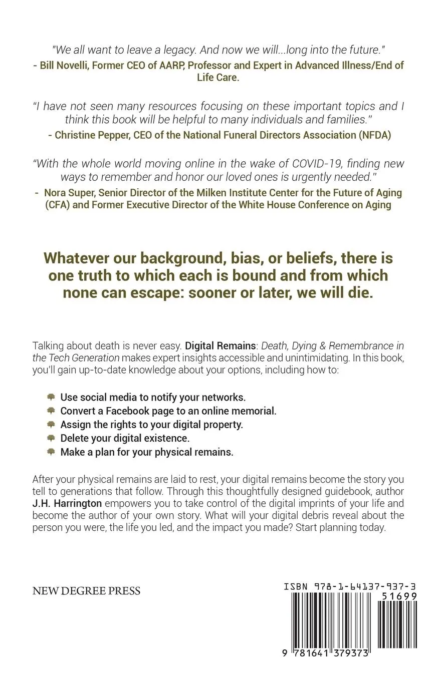 Rückseite: 9781641379373 | Digital Remains | Death, Dying &amp; Remembrance in the Tech Generation