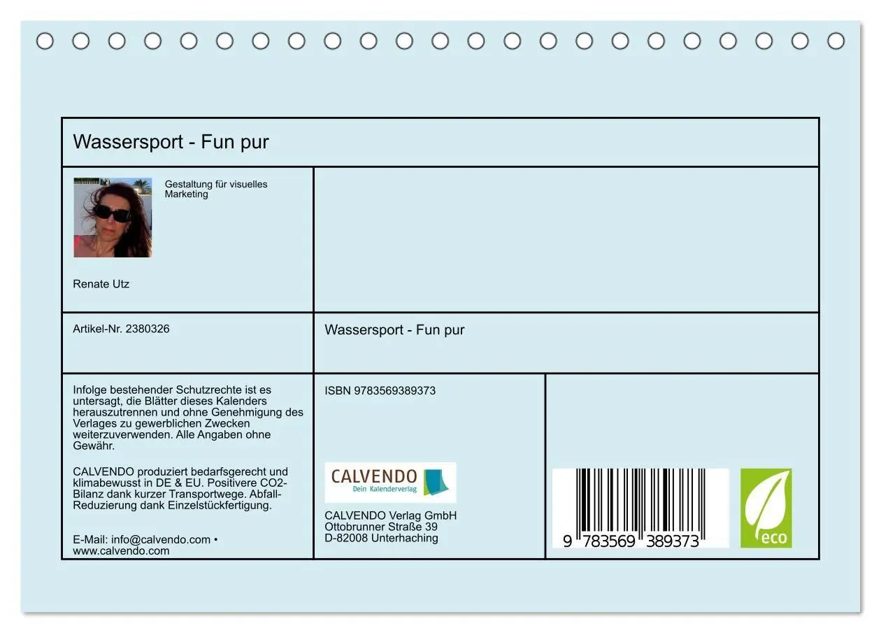 Bild: 9783569389373 | Wassersport - Fun pur (Tischkalender 2027 DIN A5 quer), CALVENDO...