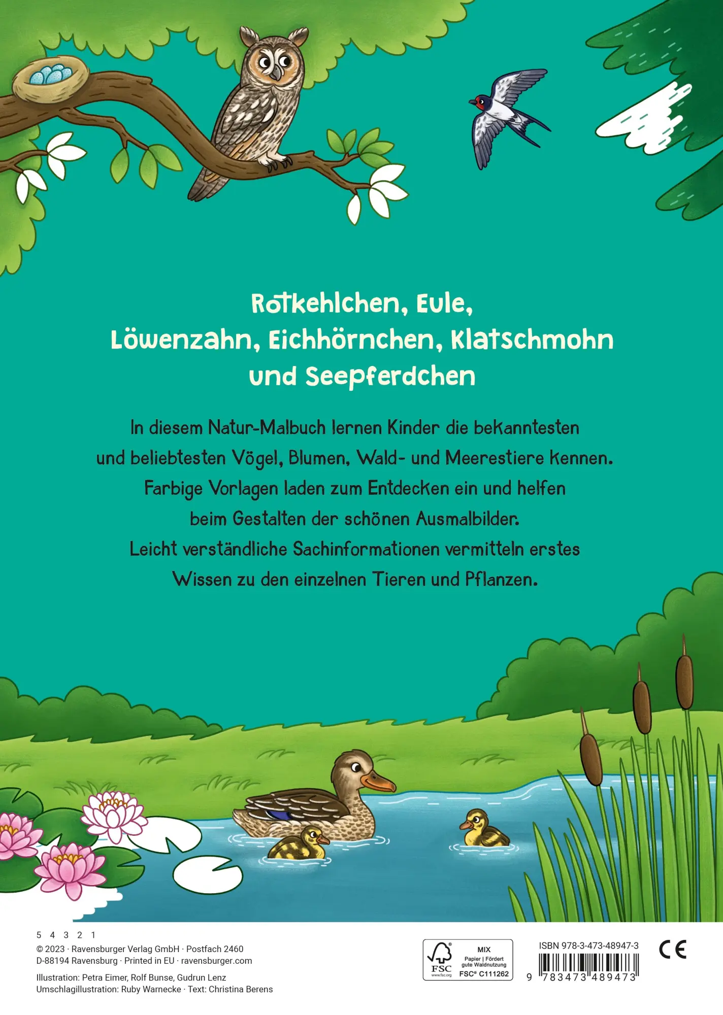 Rückseite: 9783473489473 | Mein großes Natur-Malbuch | Christina Berens | Taschenbuch | 96 S.