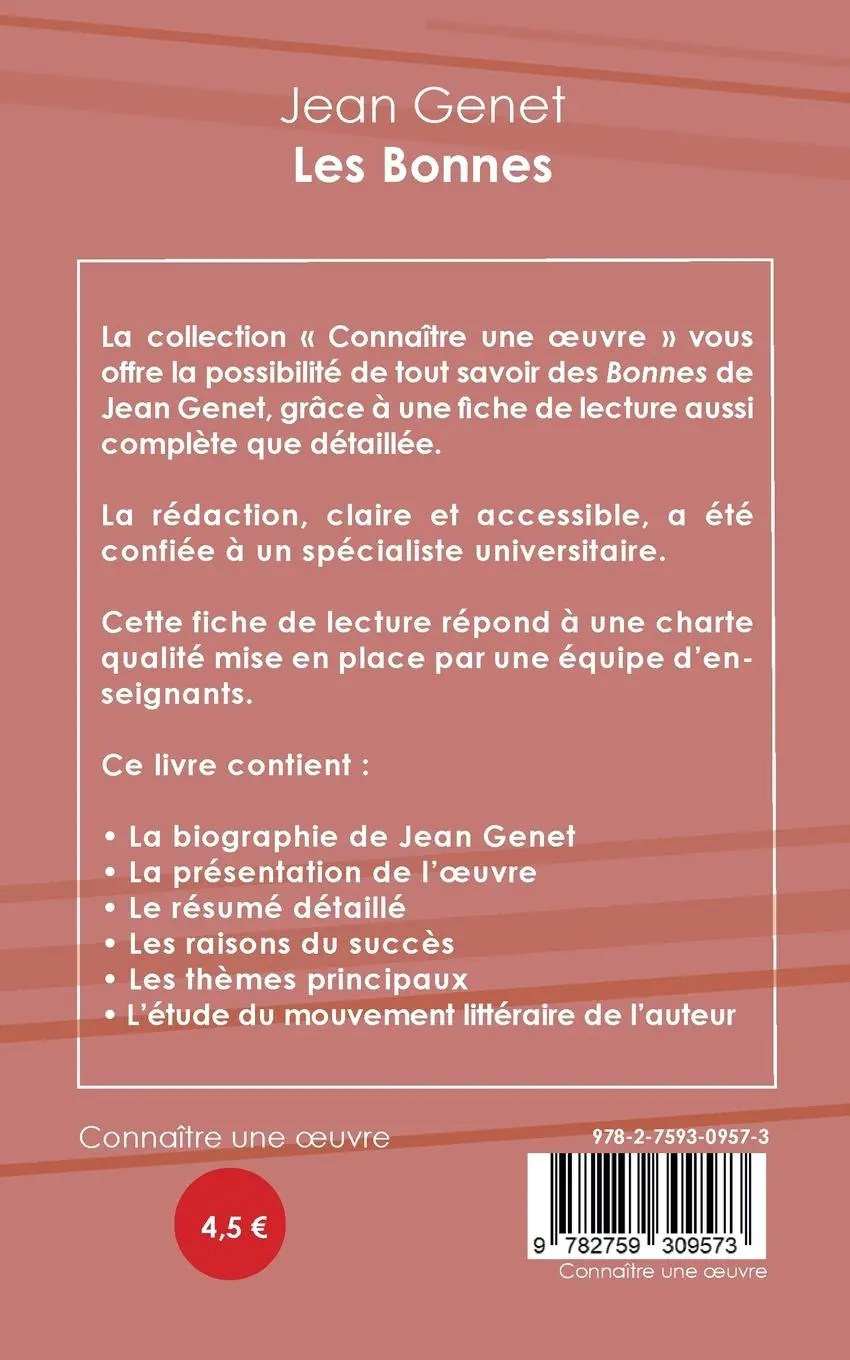 Rückseite: 9782759309573 | Fiche de lecture Les Bonnes de Jean Genet (analyse littéraire de...