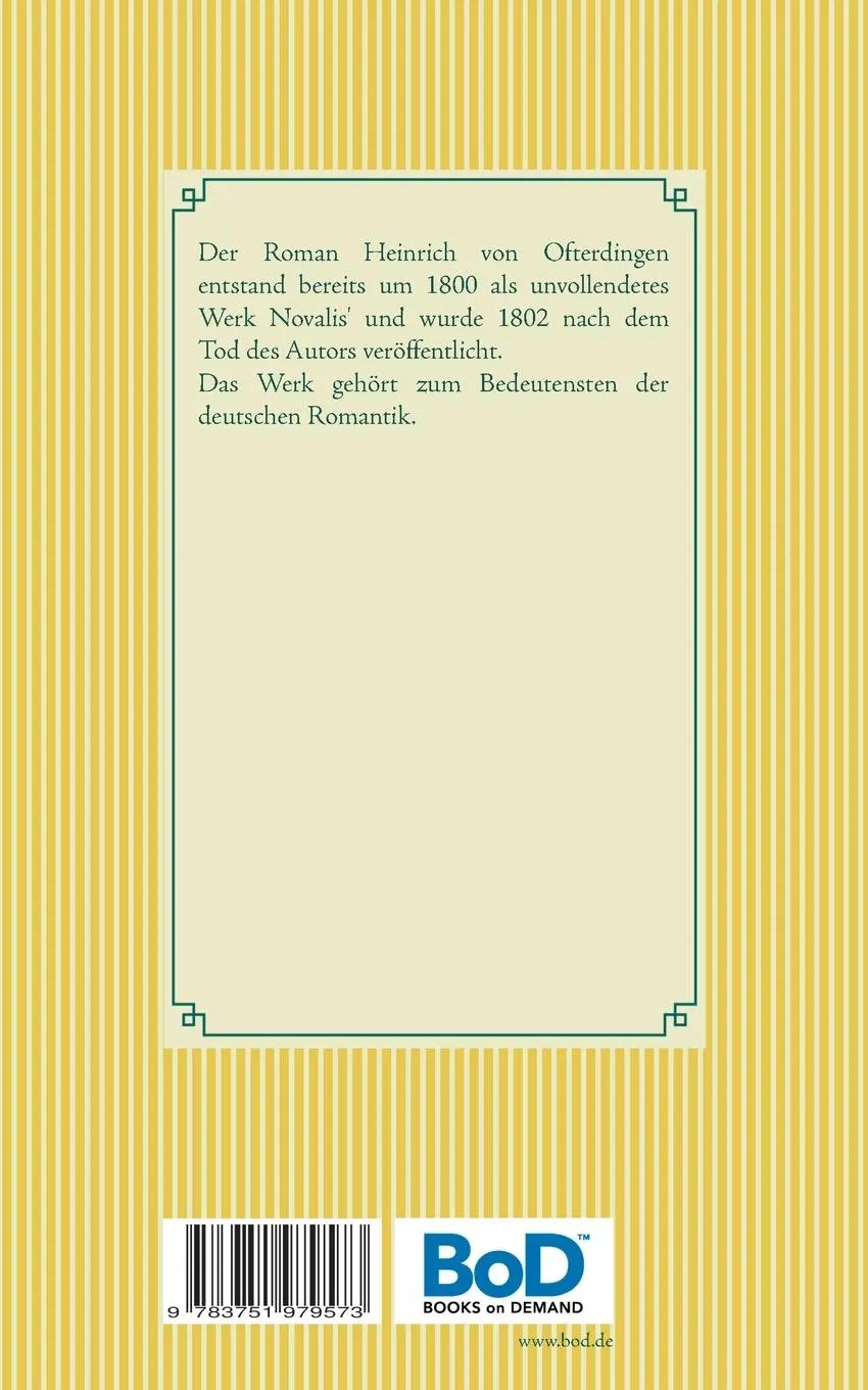 Rückseite: 9783751979573 | Heinrich von Ofterdingen | Band 100 | Hardenberg | Taschenbuch | 2020