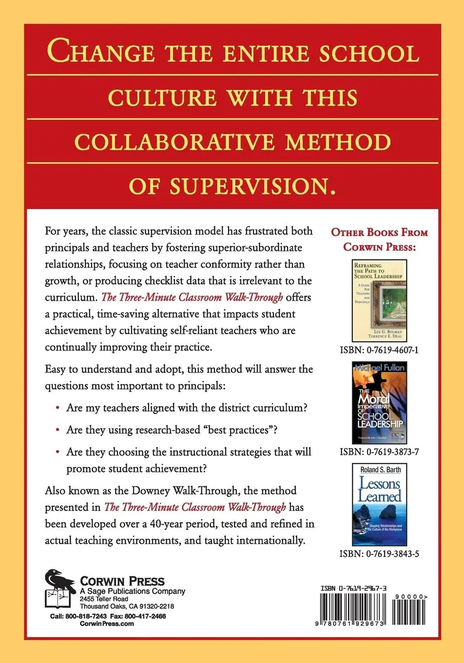 Rückseite: 9780761929673 | Three-Minute Classroom Walk-Through | Carolyn Downey (u. a.) | Buch