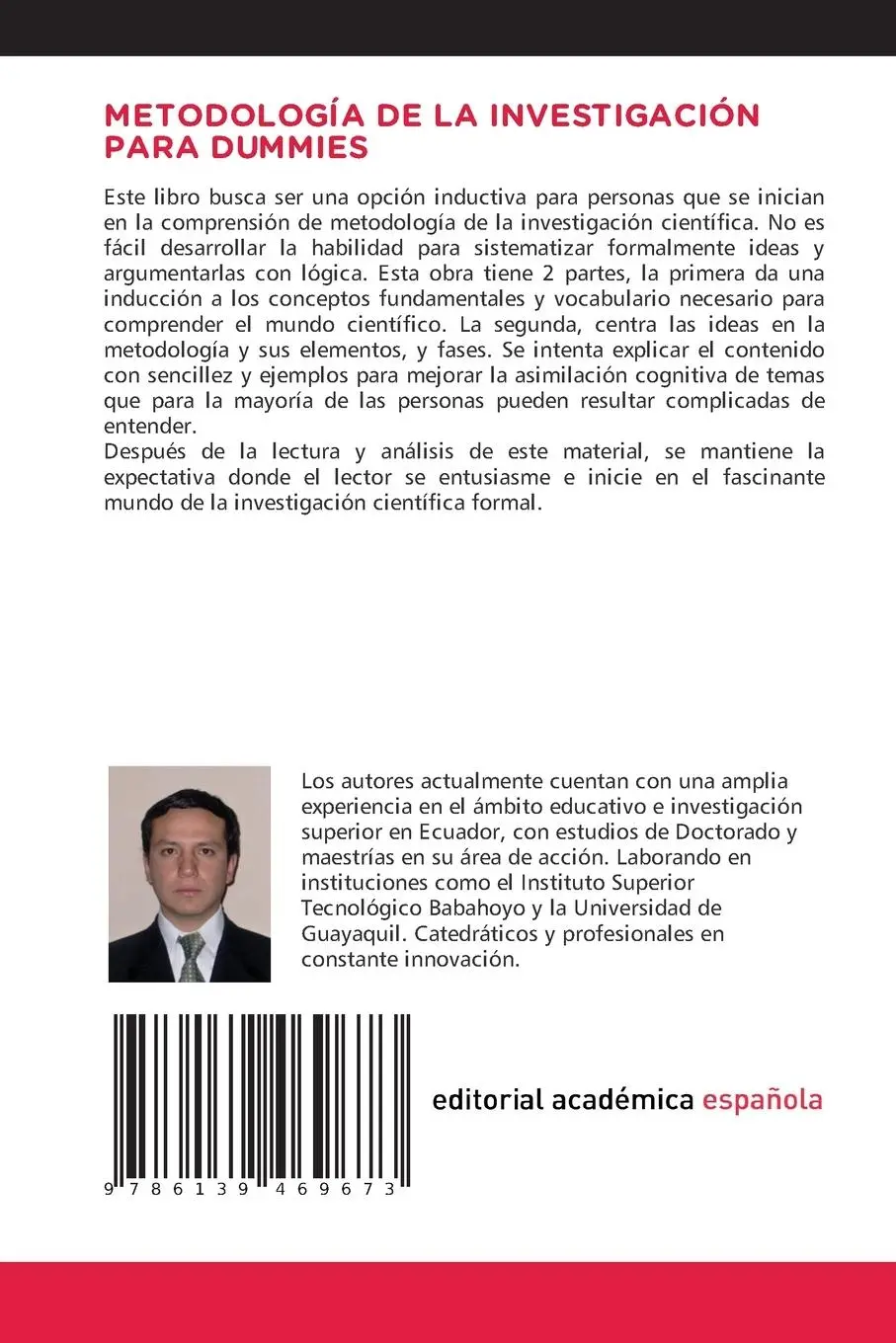 Rückseite: 9786139469673 | METODOLOGÍA DE LA INVESTIGACIÓN PARA DUMMIES | Chiliquinga (u. a.)