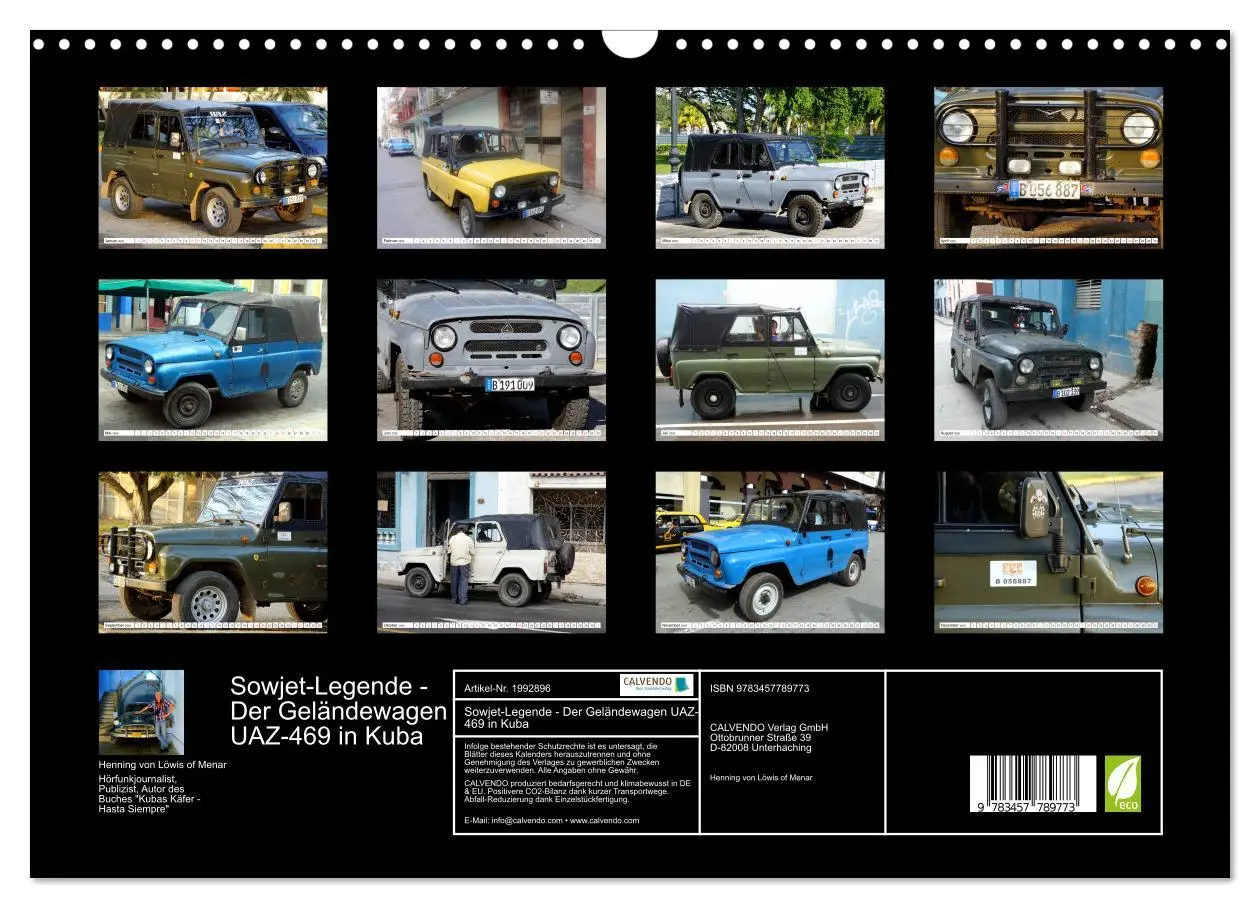 Bild: 9783457789773 | Sowjet-Legende - Der Geländewagen UAZ-469 in Kuba (Wandkalender...