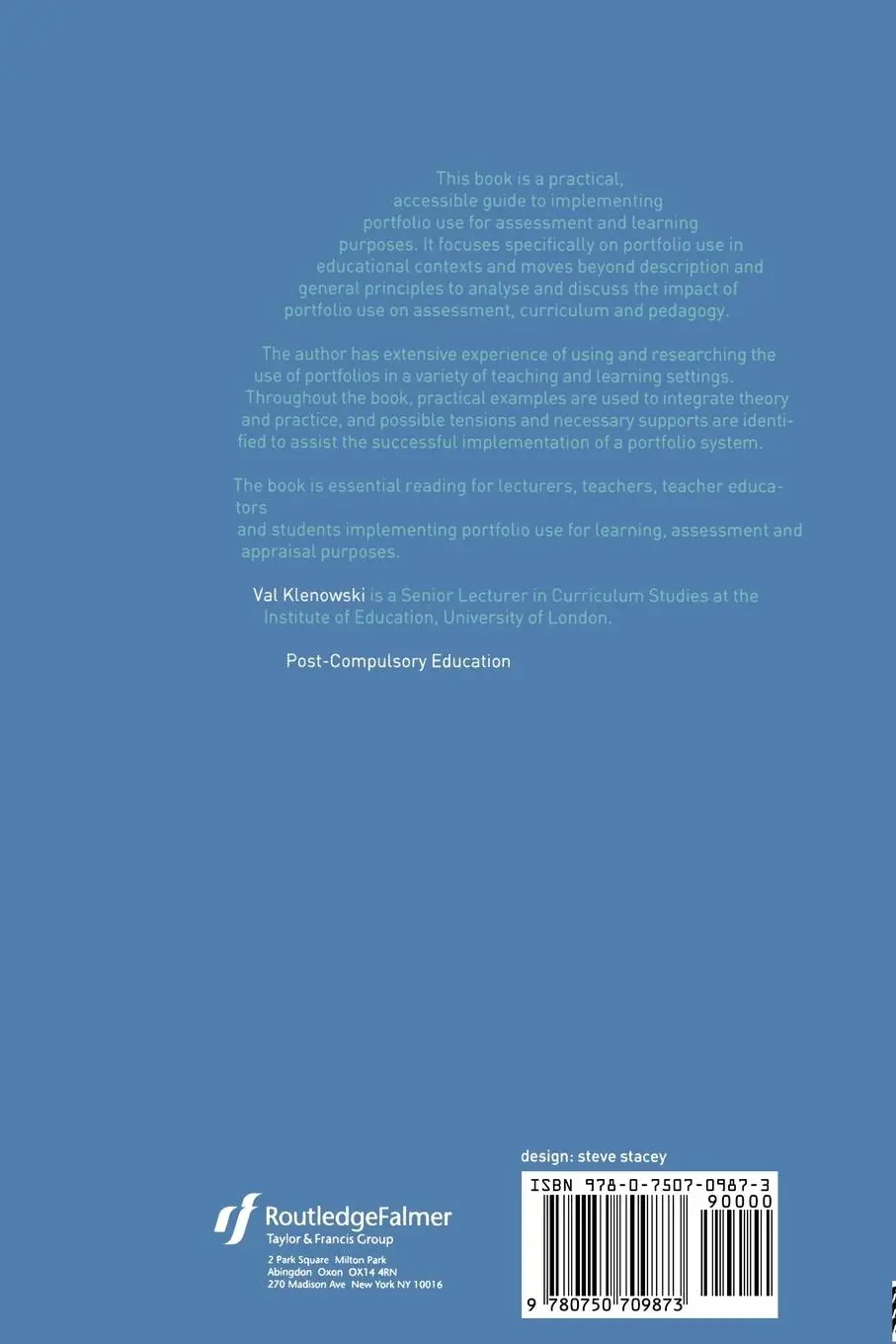 Rückseite: 9780750709873 | Developing Portfolios for Learning and Assessment | Val Klenowski