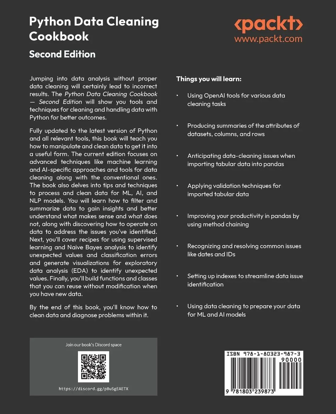 Rückseite: 9781803239873 | Python Data Cleaning Cookbook - Second Edition | Michael Walker | Buch