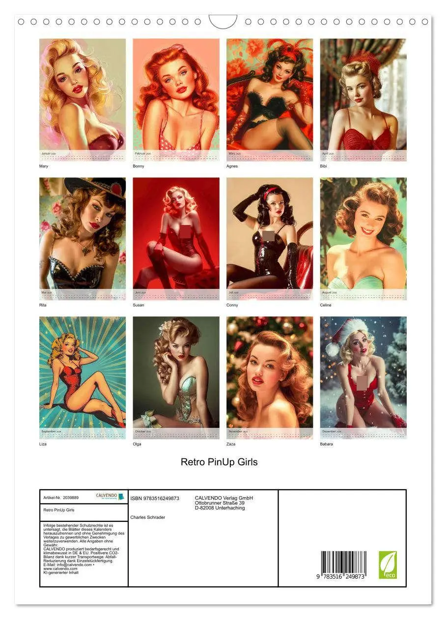 Bild: 9783516249873 | Retro PinUp Girls (Wandkalender 2026 DIN A3 hoch), CALVENDO...