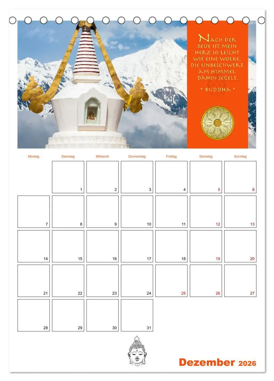Bild: 9783516319873 | Buddhas Zitate und Weisheiten (Tischkalender 2026 DIN A5 hoch),...