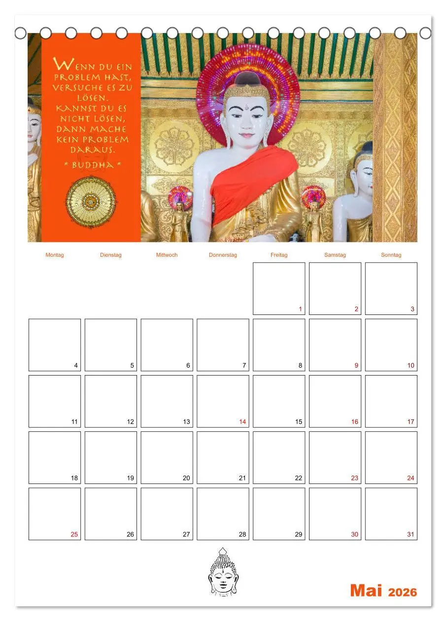 Bild: 9783516319873 | Buddhas Zitate und Weisheiten (Tischkalender 2026 DIN A5 hoch),...