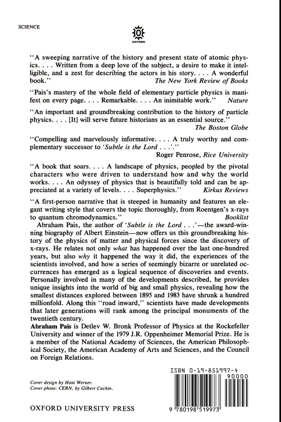 Rückseite: 9780198519973 | Inward Bound | Of Matter and Forces in the Physical World | Pais