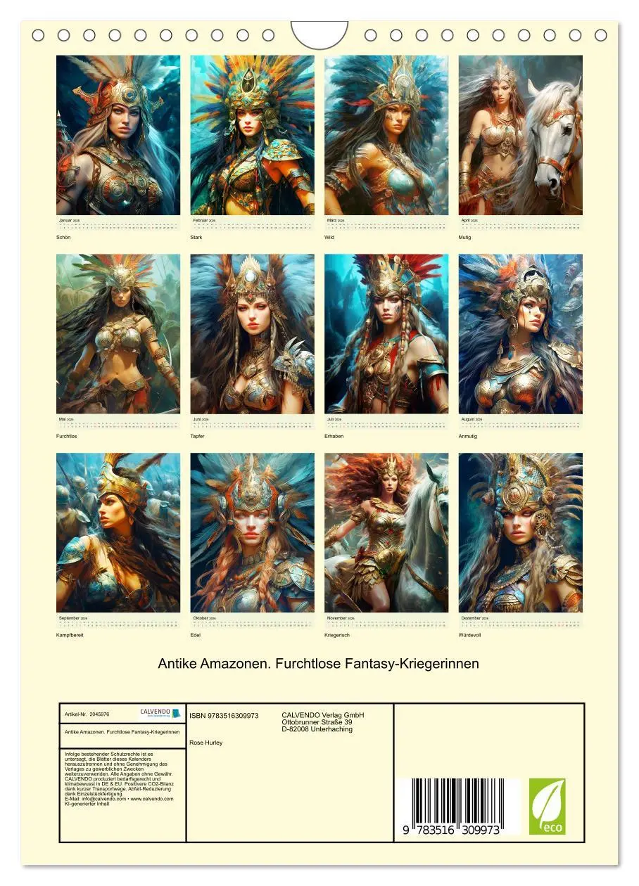 Bild: 9783516309973 | Antike Amazonen. Furchtlose Fantasy-Kriegerinnen (Wandkalender 2026...