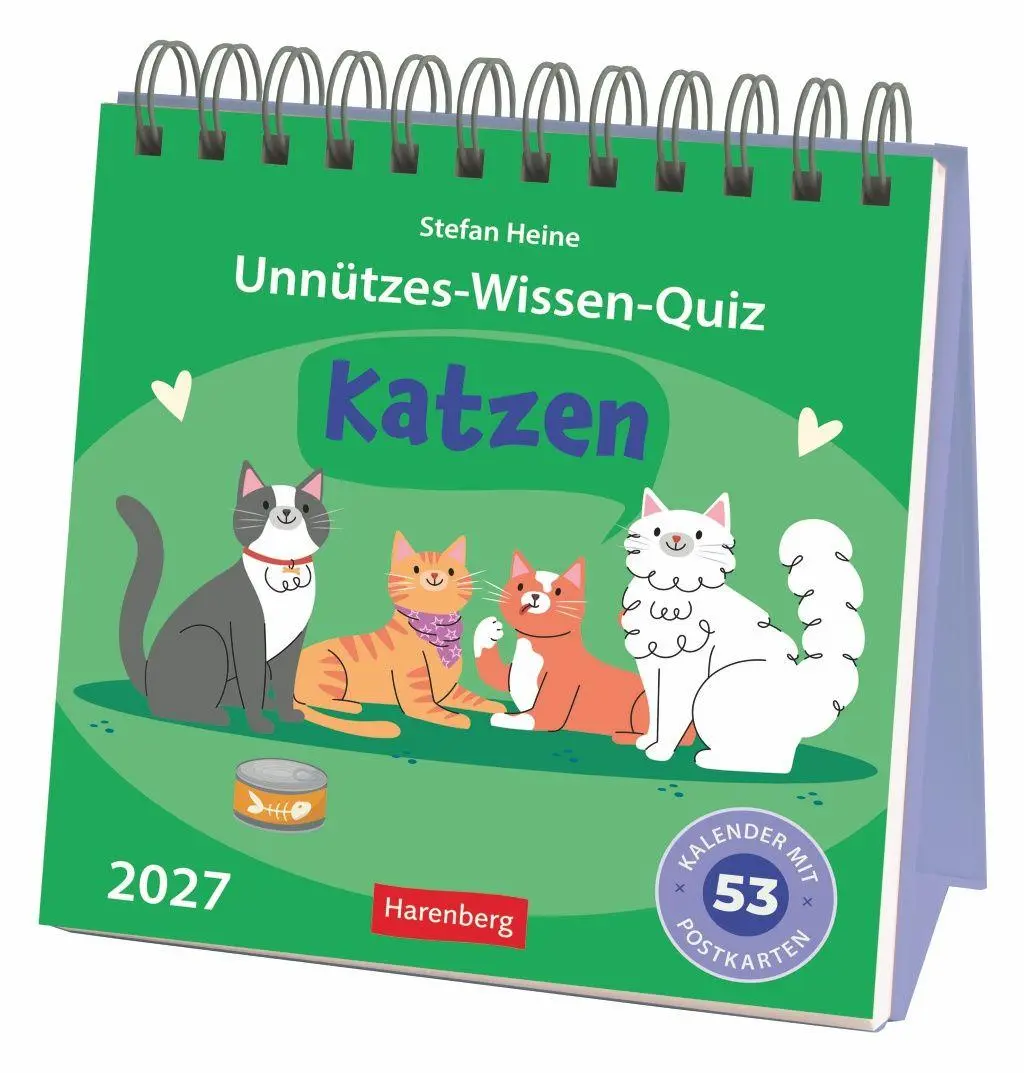 Cover: 9783840039973 | Unnützes-Wissen-Quiz Katzen Premium-Postkartenkalender 2027 -...