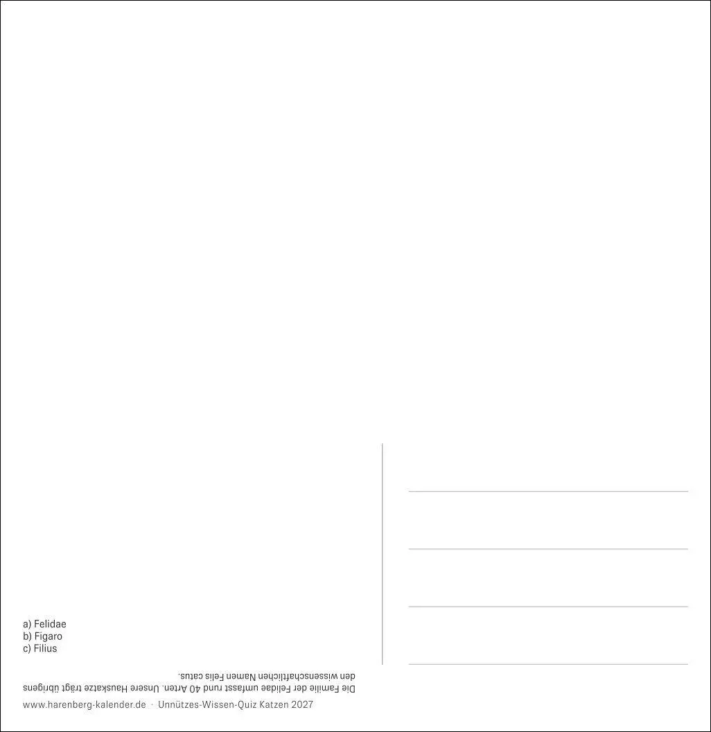 Bild: 9783840039973 | Unnützes-Wissen-Quiz Katzen Premium-Postkartenkalender 2027 -...