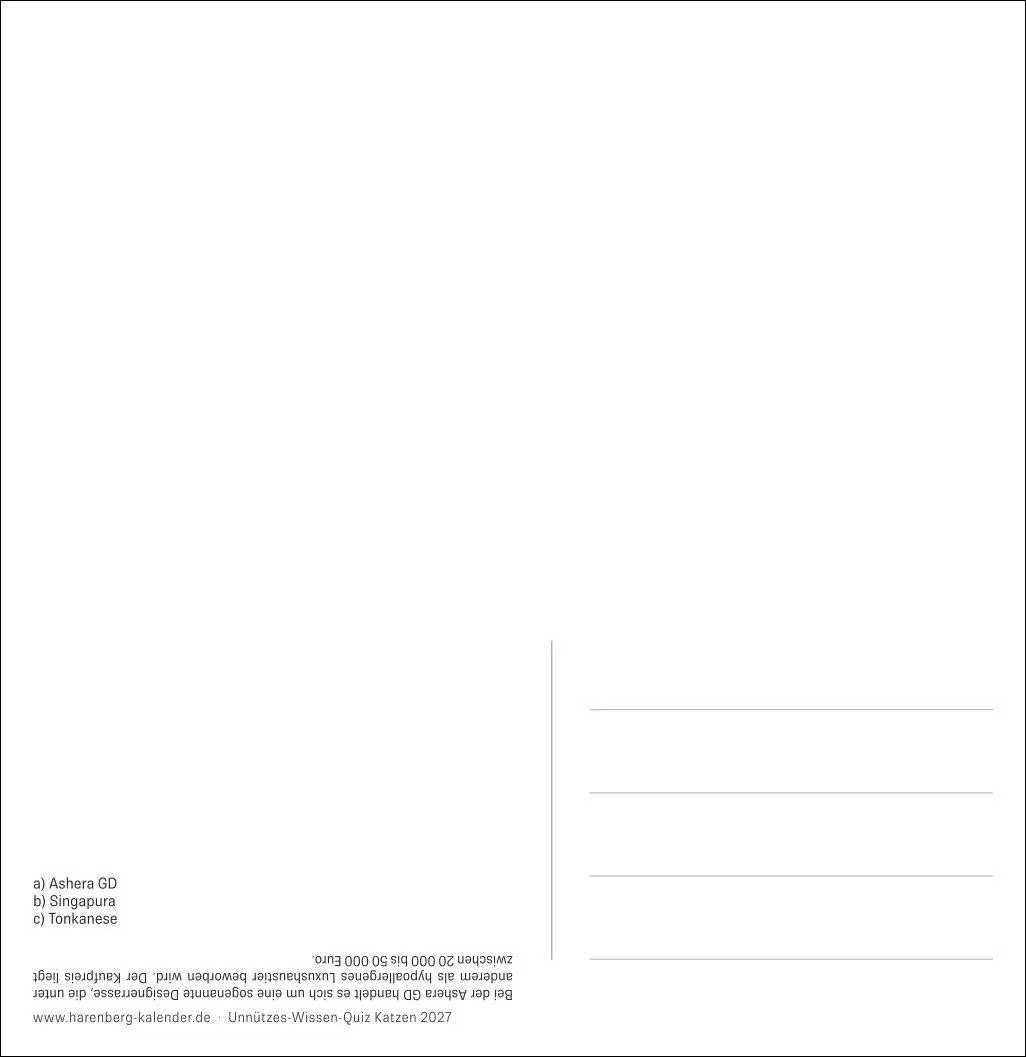 Bild: 9783840039973 | Unnützes-Wissen-Quiz Katzen Premium-Postkartenkalender 2027 -...