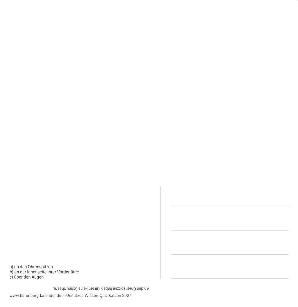 Bild: 9783840039973 | Unnützes-Wissen-Quiz Katzen Premium-Postkartenkalender 2027 -...