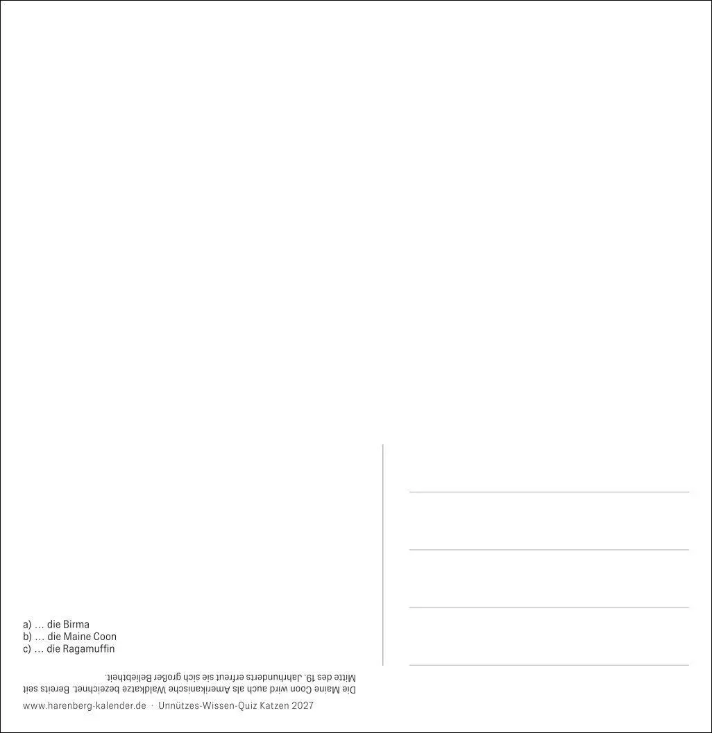 Bild: 9783840039973 | Unnützes-Wissen-Quiz Katzen Premium-Postkartenkalender 2027 -...